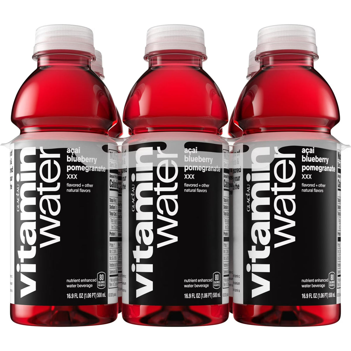 vitaminwater XXX Acai-Blueberry-Pomegranate Flavored Water Beverage, 16.9 fl oz Bottles, 6 Pack