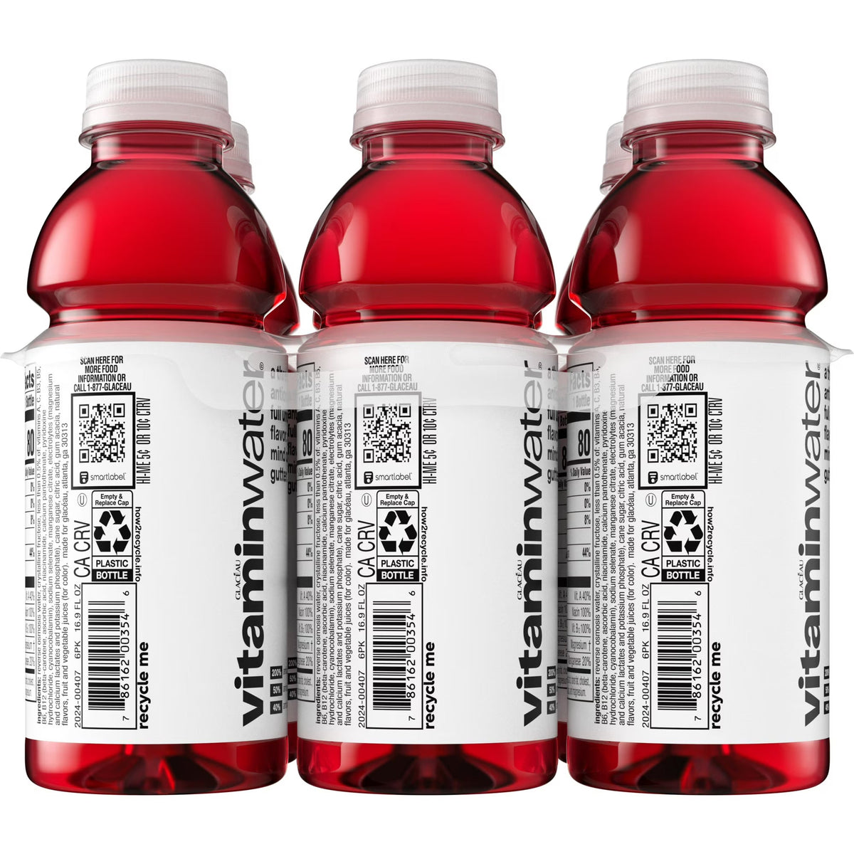 vitaminwater XXX Acai-Blueberry-Pomegranate Flavored Water Beverage, 16.9 fl oz Bottles, 6 Pack
