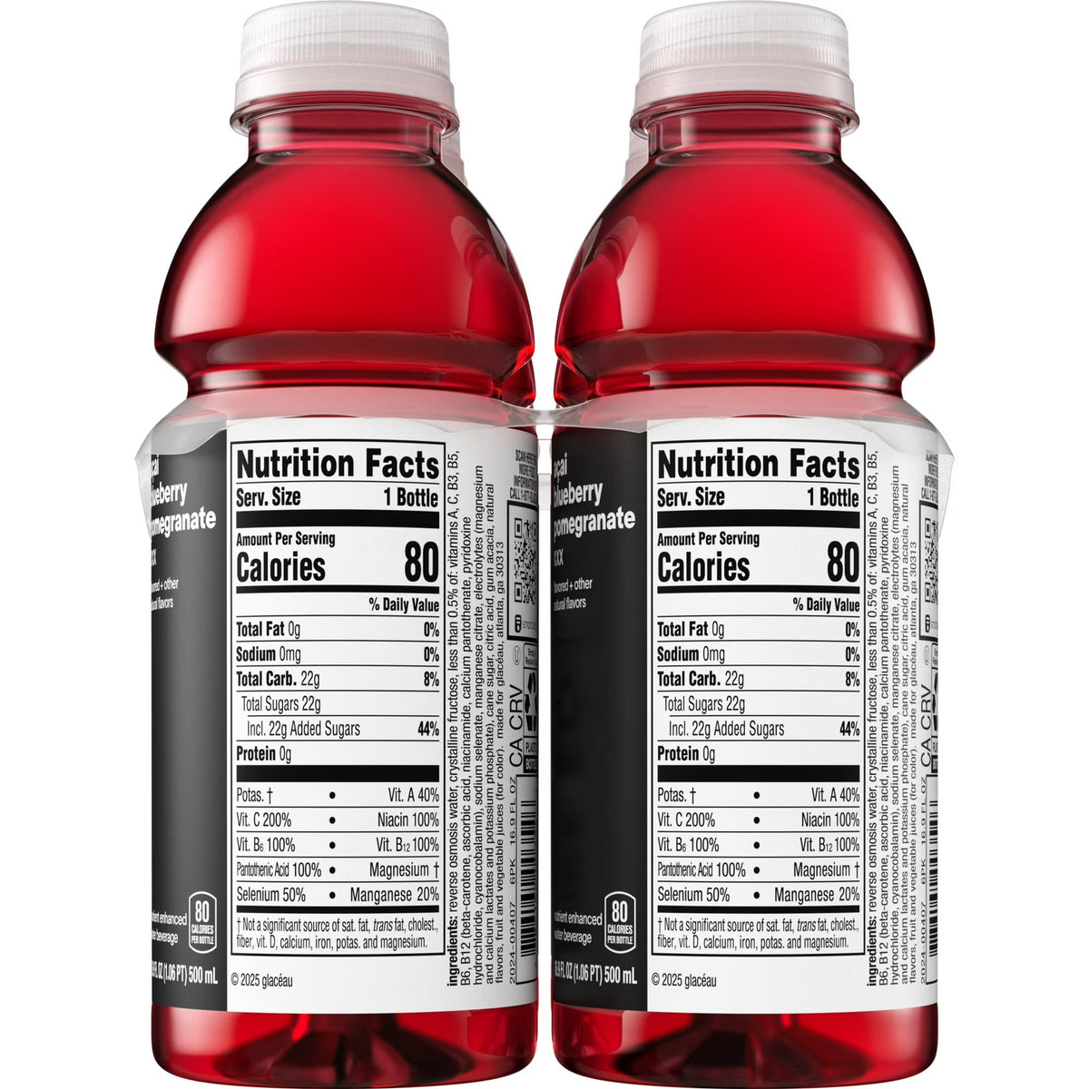 vitaminwater XXX Acai-Blueberry-Pomegranate Flavored Water Beverage, 16.9 fl oz Bottles, 6 Pack
