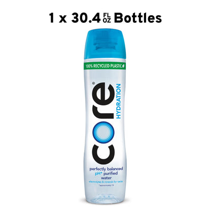 CORE Hydration Perfectly Balanced Water, 30.4 fl oz Bottle, Purified Drinking Water with Electrolytes & Minerals, pH 7.4