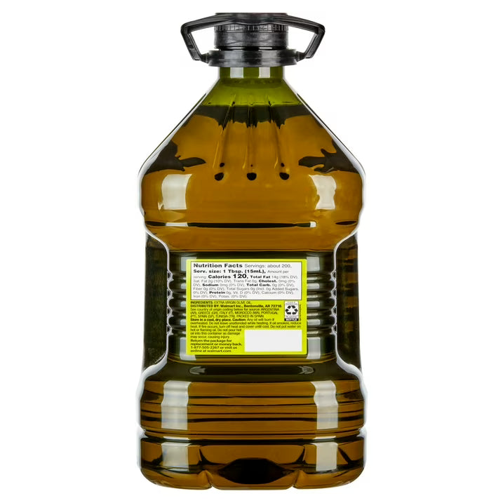 Great Value Extra Virgin Olive Oil, 101 fl oz Bottle, Premium Olive Oil for Cooking, Dressings, Marinades & Everyday Use