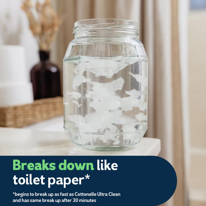 Cottonelle Gentle Plus Flushable Wet Wipes, Gentle Cleansing Bathroom Wipes, 4 Flip-Top Packs